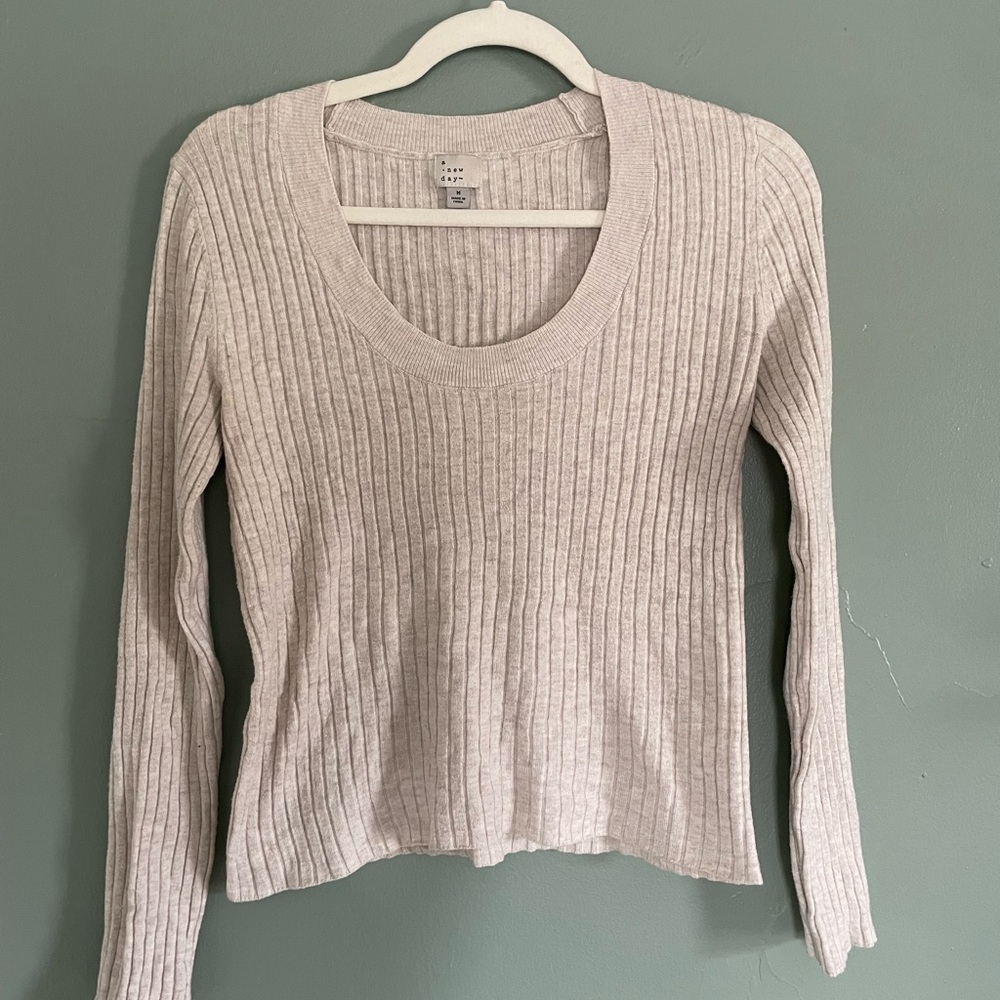 a new day Cream Ribbed Knit Top